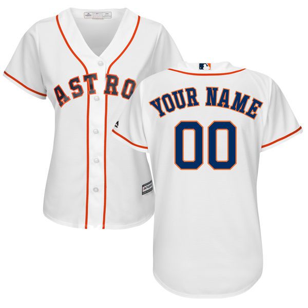 Women Houston Astros Majestic White Home Cool Base Custom MLB Jersey